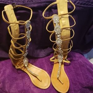 Tan gladiator sandals